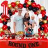Boxing 1st Birthday Party Decorations for Boys - Round One Banner, High Chair Banner, Gloves Cake Cupcake Toppers for Wrestling Party Supplies view 4