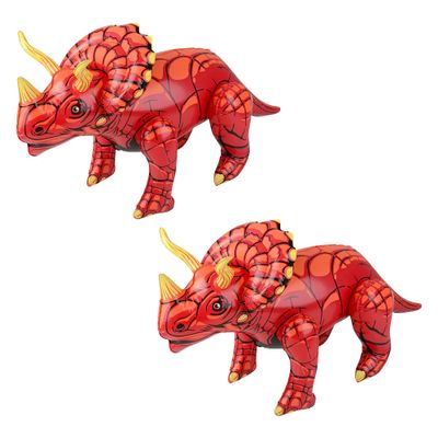 Forest & Twelfth Inflatable Triceratops Dinosaur, 2 Feet Tall, Ideal Decoration for Pool Party, Birthday Parties, Home, Fun Educational Toy, Pack of 2 (Triceratops)