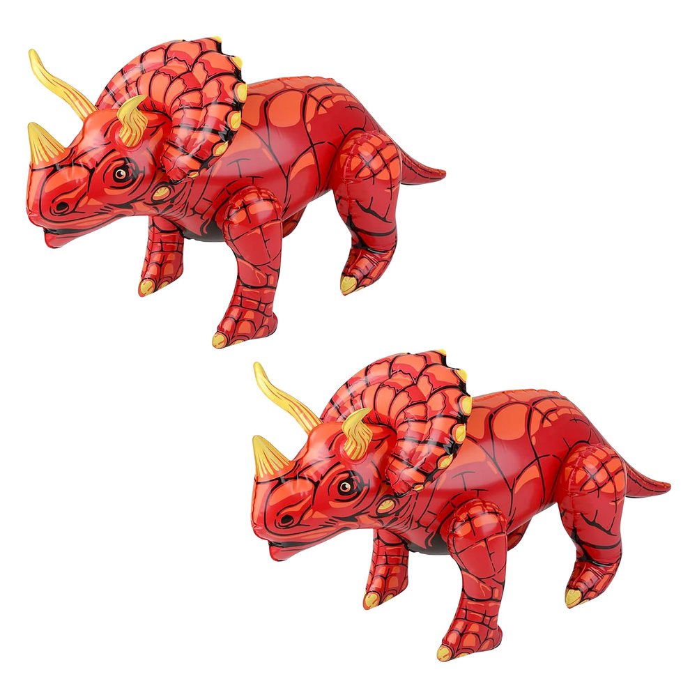 Forest & Twelfth Inflatable Triceratops Dinosaur, 2 Feet Tall, Ideal Decoration for Pool Party, Birthday Parties, Home, Fun Educational Toy, Pack of 2 (Triceratops)