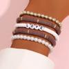 Magik 5-10 Pc Set Bohemian Colorful Clay Beaded Stackable Handmade Polymer Bracelet (#12 Brick, 2 Set(10Pcs)) view 3