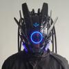 KYEDAY Punk Mask Cosplay for Men, Futuristic Punk Techwear, Round Light with Braids Mask Cosplay Halloween Fit Party Music Festival Accessories (blue) view 3