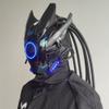 KYEDAY Punk Mask Cosplay for Men, Futuristic Punk Techwear, Round Light with Braids Mask Cosplay Halloween Fit Party Music Festival Accessories (blue) view 4