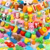 Moosia 90 Pack Animal Pencil Erasers for Kids, 3D Mini Puzzle Take Apart Erasers, Desk Pets & Treasure Box Toys, Bulk Party Favors, Classroom Prizes, School Supplies, Gift for Boys & Girls view 1