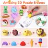 Moosia 90 Pack Animal Pencil Erasers for Kids, 3D Mini Puzzle Take Apart Erasers, Desk Pets & Treasure Box Toys, Bulk Party Favors, Classroom Prizes, School Supplies, Gift for Boys & Girls view 4