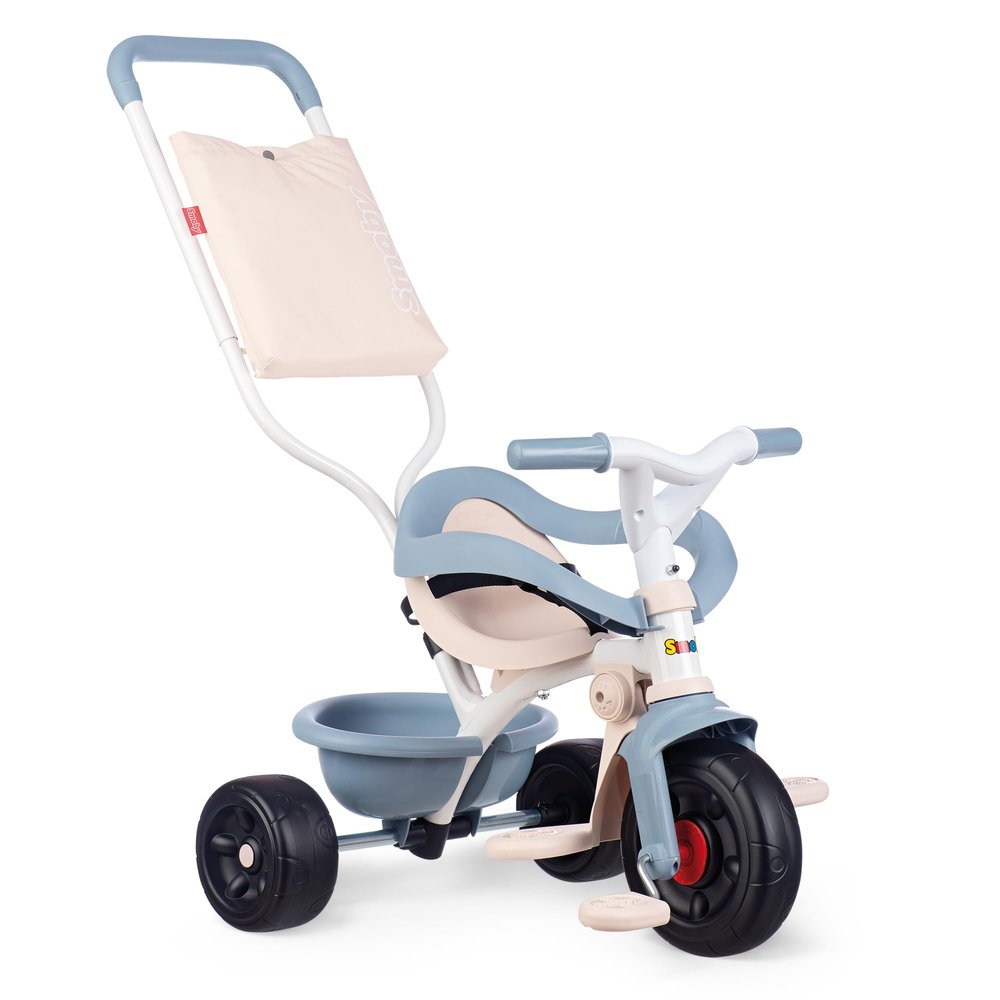 Smoby - 740416 Be Fun Comfort Blue Tricycle - Children's Bike from 10 Months - Evolutive - Parental Cane with Bag - Safety Bar - 740416