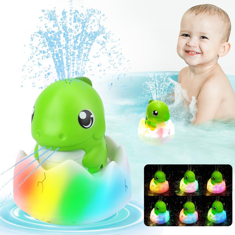 Gigilli Baby Bath Toys, Dinosaur Bathtub Toys, Light Up Bath Toys Sprinkler Bathtub Toys for Kids Ages 1-3, Toddlers Baby 6-12-18 Months Valentines Birthday 1 2 3 Gifts