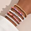 Magik 5-10 Pc Set Bohemian Colorful Clay Beaded Stackable Handmade Polymer Bracelet (#2 Rainbow, 2 Set(10Pcs)) view 3