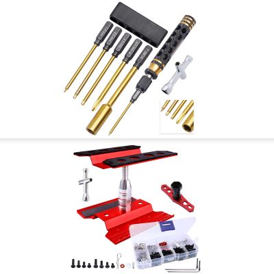 RC Car Work Stand w/Screws Kit 17mm Hex Wrench & RC Hex Nut Driver Phillips Bits for RC Car