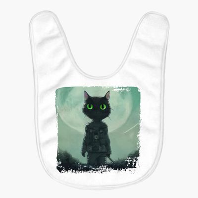 Cat in Space Helmet Baby Bibs - Cat Astronaut Baby Feeding Bibs - Black Cat Bibs for Eating