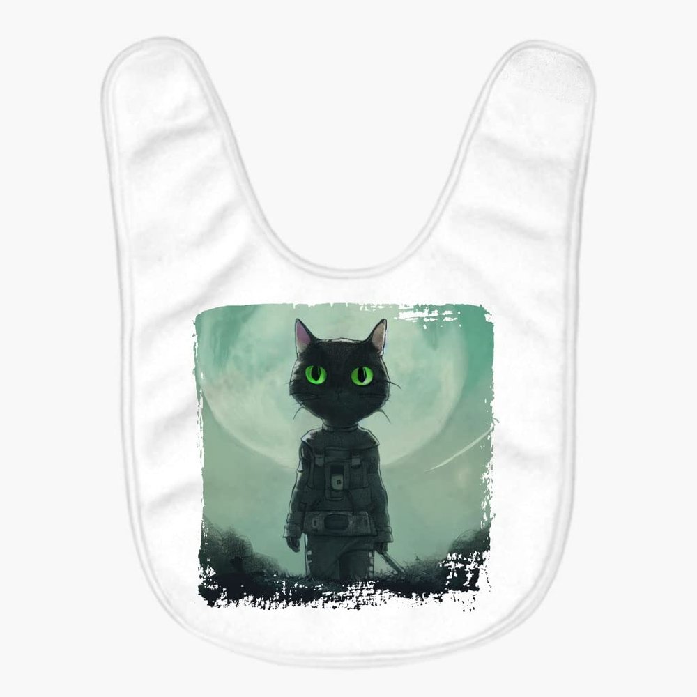 Cat in Space Helmet Baby Bibs - Cat Astronaut Baby Feeding Bibs - Black Cat Bibs for Eating