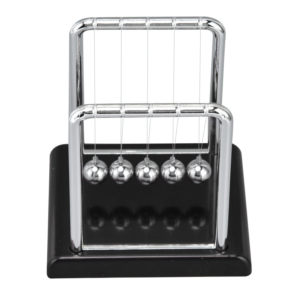 Pissente Balance Pendulum Ball, Newtons Balance Metal Pendulum Balls Office Games Desktop Decoration Toy Games Accessories for Home Office Table(Black Bottom)