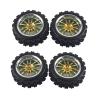 HERCHR RC Car Tires, 4pcs Set Racing Off Road Vehicle Tires Rubber Tyre Wheel Rim for RC 1:10 Car Part(Golden) view 1