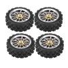 HERCHR RC Car Tires, 4pcs Set Racing Off Road Vehicle Tires Rubber Tyre Wheel Rim for RC 1:10 Car Part(Golden) view 2