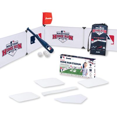 Franklin Sports MLB Kids Backyard Baseball Stadium - Kids Plastic Baseball Set with Home Run Walls, Bat, Plastic Balls + Throw Down Bases - 14' Fence for Backyard Diamond