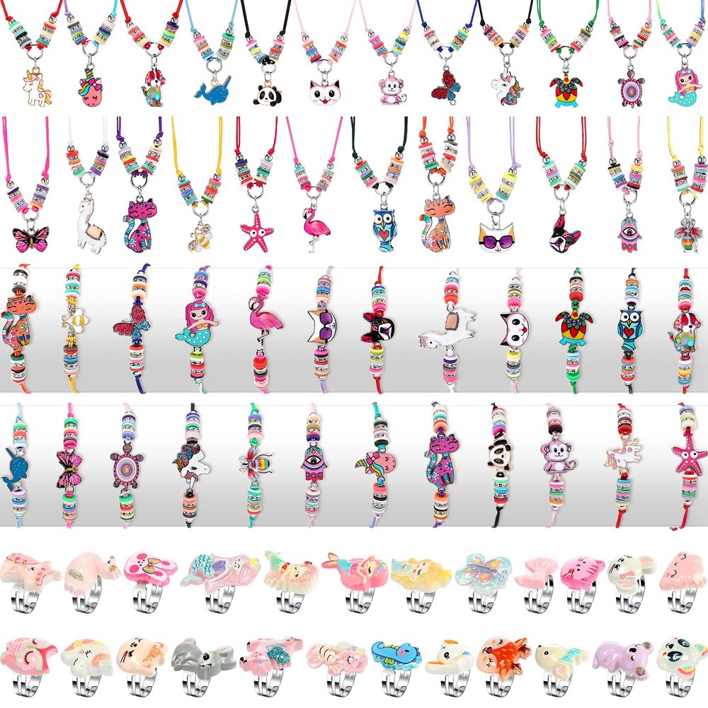 Sherr 72 Pcs Childrens Jewelry Bulk Valentine Exchange Gifts Little Girls Jewelry for Dress up Toddler 4-6 6-8, Adjustable Unicorn Valentines Necklaces for Classroom Gifts Prize Birthday Party Favor