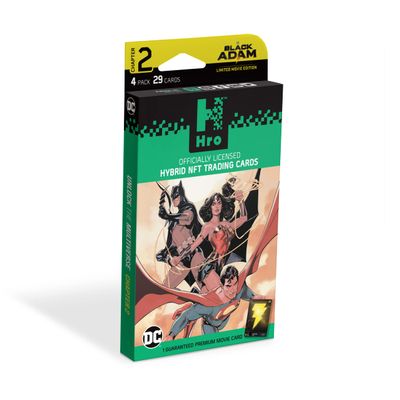 DC Comics Unlock The Multiverse | HRO Chapter 2: 4-Pack Premium Booster Box, Hybrid NFT Trading Cards, 29 Trading Cards Pack, Black (10035880-0001)