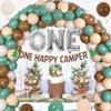 One Happy Camper Birthday Decorations for Kids Green Balloon Garland One Happy Camper Photo Banner Cake Topper 1st Forest Camping Birthday Backdrop Adventure Lets Go Camping Party 1st Supplies view 3
