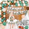 One Happy Camper Birthday Decorations for Kids Green Balloon Garland One Happy Camper Photo Banner Cake Topper 1st Forest Camping Birthday Backdrop Adventure Lets Go Camping Party 1st Supplies view 4