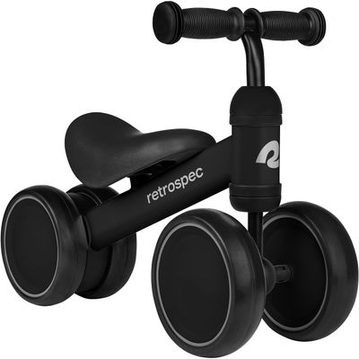 Retrospec Cricket Baby Walker Balance Bike with 4 Wheels for Ages 12-24 Months - Baby Toys & Toddler Toys for 1 Year Olds - Ride On Bicycle - Boys & Girls