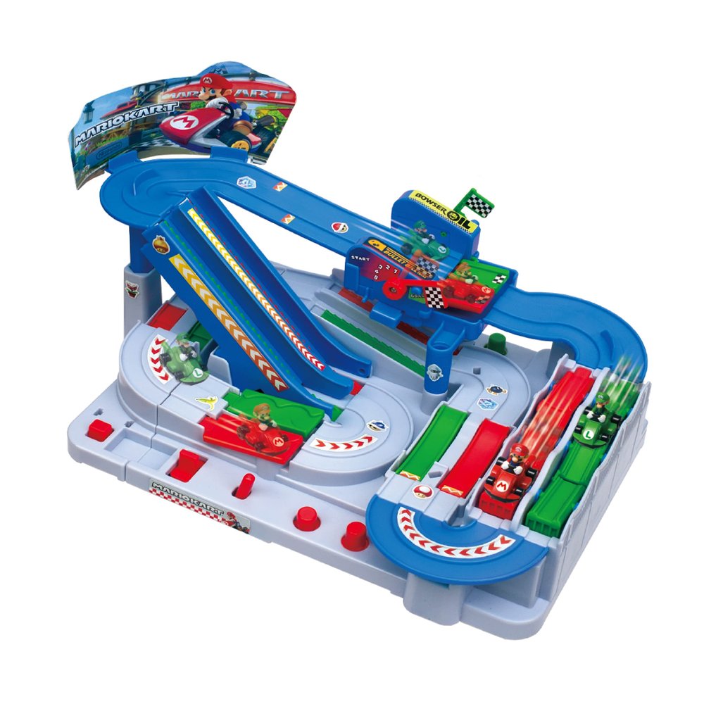 Epoch Games Super Mario Kart Racing Deluxe, Challenging Obstacle Course Track with Collectible Super Mario Kart Figures (7433)