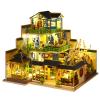 Spilay Dollhouse DIY Miniature Wooden Furniture Kit,Mini Handmade Big Castle Model with Dust Cover & Music Box,with dust Cover 1:24 Scale Creative Doll House for Adult Gift view 1