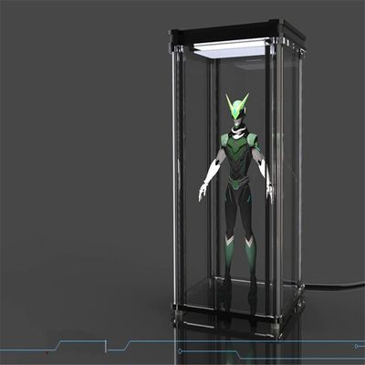 Fremego 1/12 Scale Action Figure Display Box Acrylic Display Case with Top Lamp