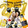 21st Birthday Decorations for Him, 21st Birthday Decorations with 40 Inch Gold 21 Number Balloons, Cheers to 21 Years Banner,Fringe Curtains and Cups Foil Balloons view 2