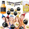 21st Birthday Decorations for Him, 21st Birthday Decorations with 40 Inch Gold 21 Number Balloons, Cheers to 21 Years Banner,Fringe Curtains and Cups Foil Balloons view 4
