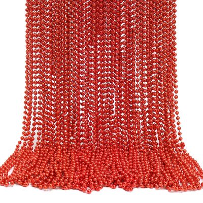 GiftExpress 72 pack Mardi Gras Beads Necklace, Metallic Red Beaded Necklace, Mardi Gras Throws, Party Beads Costume Necklaces