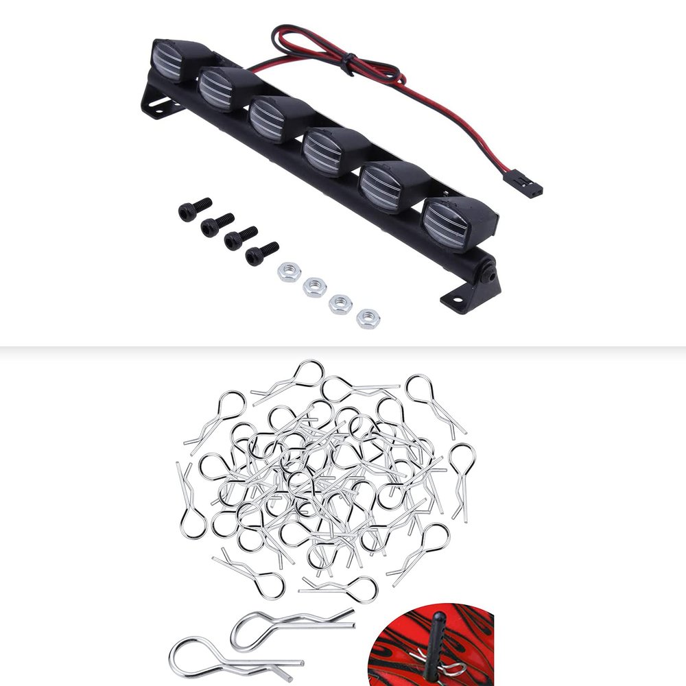 HobbyPark RC Body Clips 1.2 mm Rod & RC Car Light Bar Kit 6 LEDs