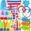 Woplagyreat 40 Pack Summer Pool Diving Toys for Kids Ages 3-12, Fun Swimming Games Sinking Toy Set, Underwater Gifts with Storage Bag Include Gems Shark Rings Sea Animals for Boys Girls view 1