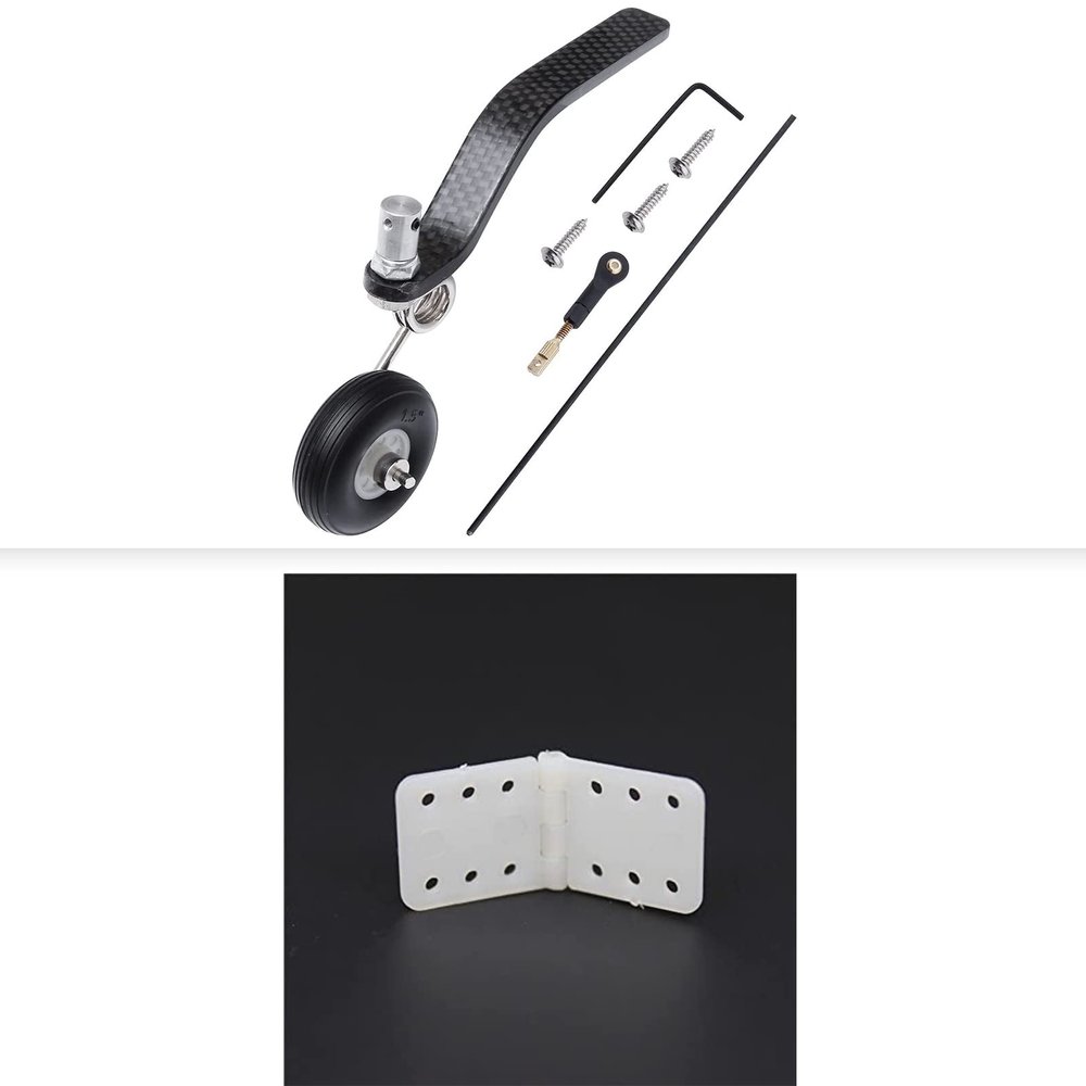 HobbyPark RC Airplane Pinned Nylon Hinge 11x25.5 mm & Carbon Tail Wheel Assembly 1.5 inches Tire Kit