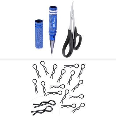 HobbyPark 1/16 1/18 RC Body Clips 1.0mm Rod & RC Body Reamer w/Curved Scissor