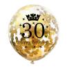 30th Birthday Party Balloons 12 Inch 30 Year Old Balloon Gold and Black Party Decorations Gold Confetti Latex Balloon Ribbon for 30 Year Old Anniversary Theme Birthday Party Supplies(30 Pack) view 2