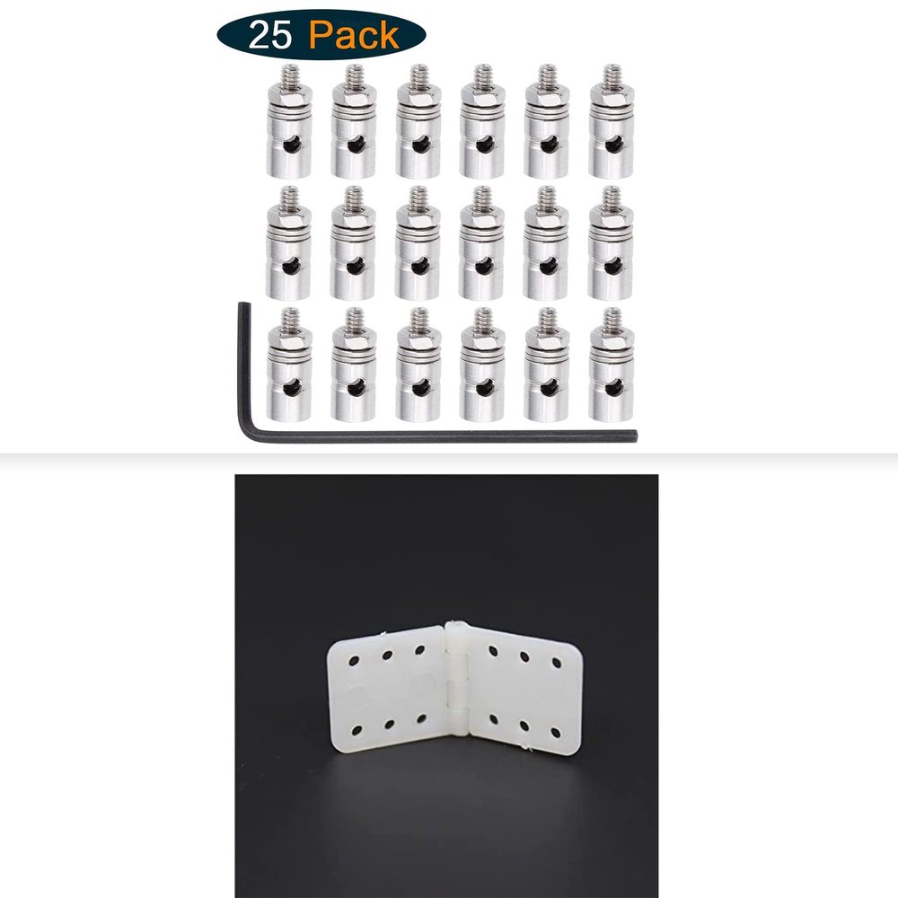 HobbyPark RC Airplane Pinned Nylon Hinge 11x25.5 mm & Pushrod Connectors D1.8mm