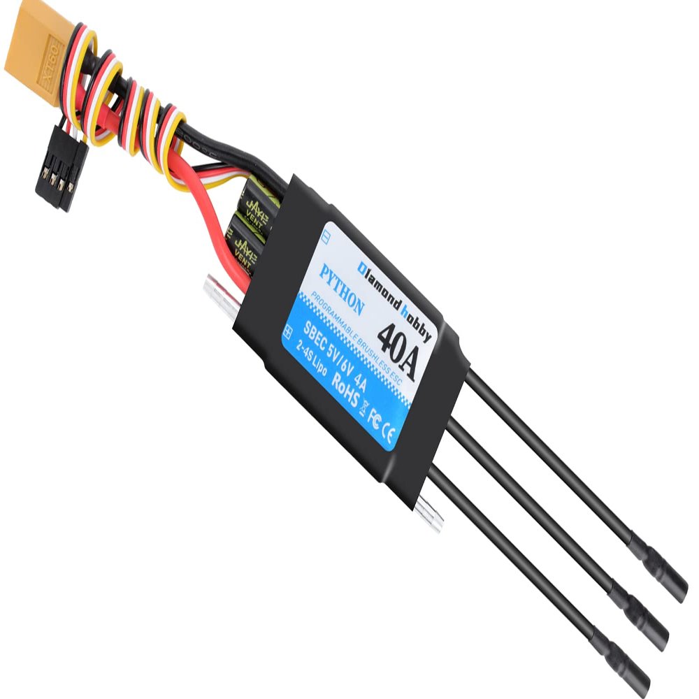 DH 40A 2-4S Waterproof Brushless ESC Electronic Speed Controller with 5V/6V 4A BEC and XT60 3.5mm Banana Head Connector for Model Ship RC Boat