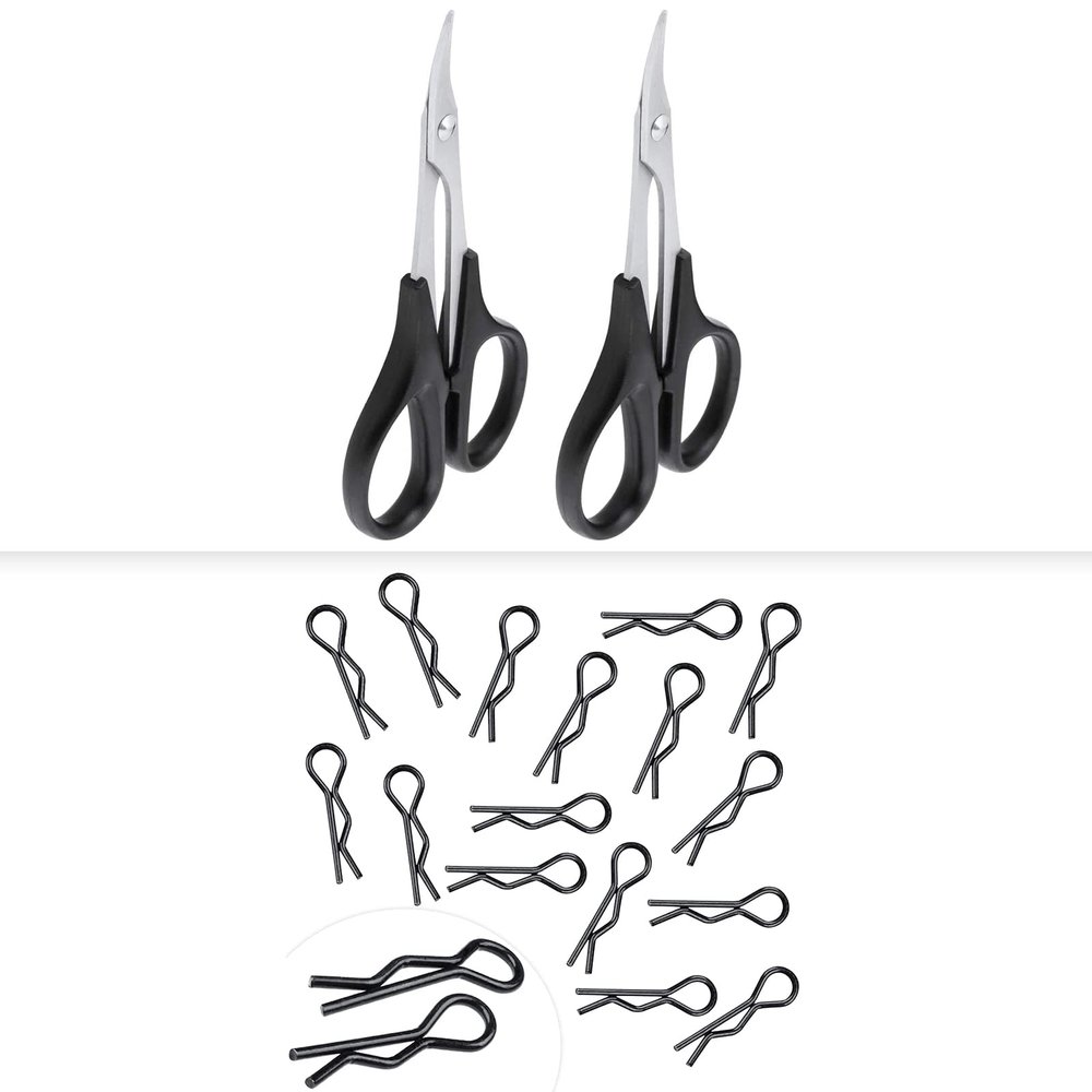 HobbyPark 1/16 1/18 RC Body Clips 1.0mm Rod & RC Body Curved Scissors