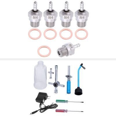 HobbyPark RC Nitro Car Starter Kit & 5-Pack Glow Plugs No.4 N4