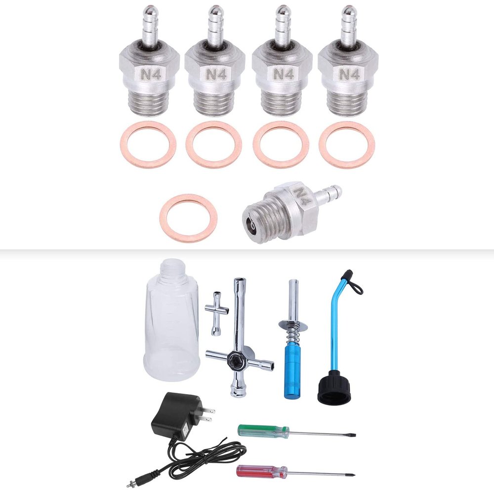HobbyPark RC Nitro Car Starter Kit & 5-Pack Glow Plugs No.4 N4