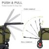 EVER ADVANCED Foldable Wagons for Two Kids & Cargo, Collapsible Folding Wagon Stroller with Adjustable Handle Bar,Removable Canopy with 5-Point Harness,Green view 4
