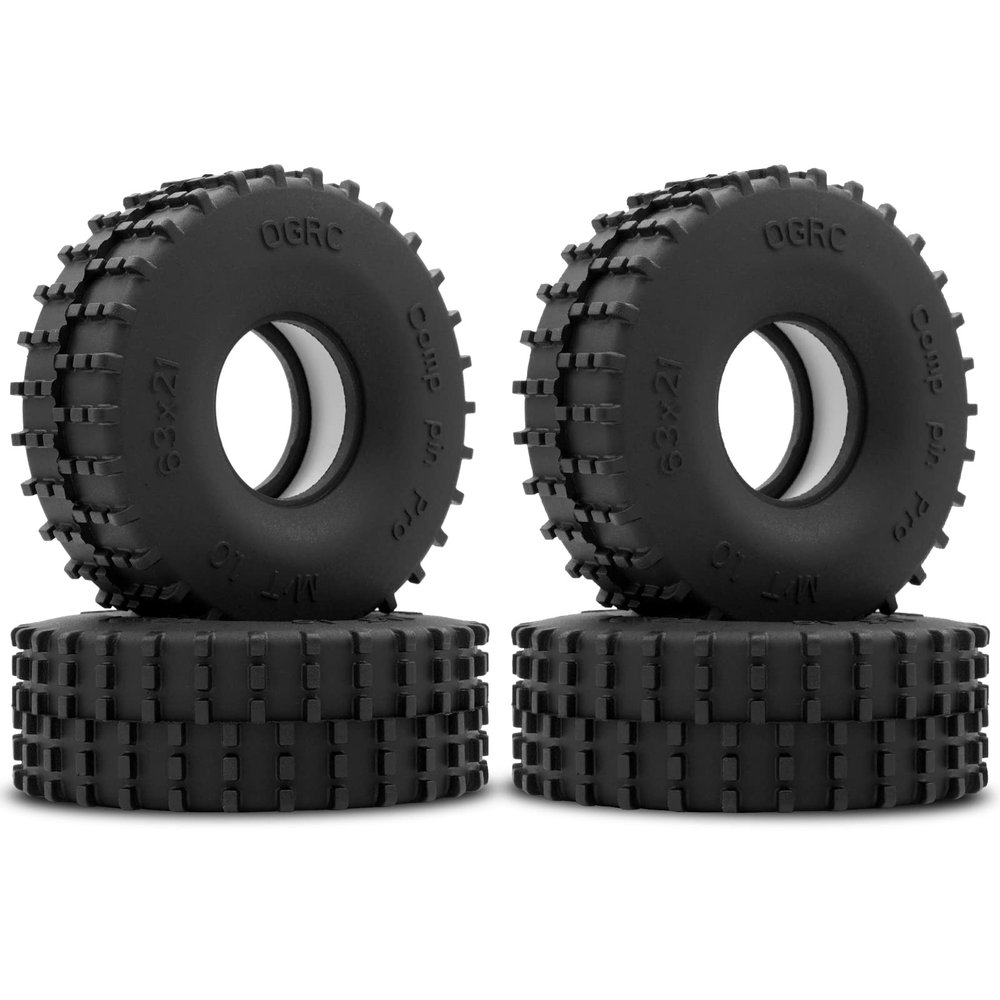 OGRC 1.0 RC Tires Competition Pins Tyres Super Soft New Compound 1.0 Tires with Dual Stage Foam for 1/18 TRX4M 1/24 SCX24 Gladiator Bronco C10 JLU Deadbolt FCX24 RC Crawler Car Rock Buggy - 63 * 21mm