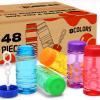 48 Pack Bubble Bottle with Wand Attached to the Cap (8 Colors), Bubbles Bulk Set for Kids Party Favors, Blower Bubbles Refill Toy for Toddler Summer Outside, Birthday Gift, Goody Bag Stuffers Supplies view 1
