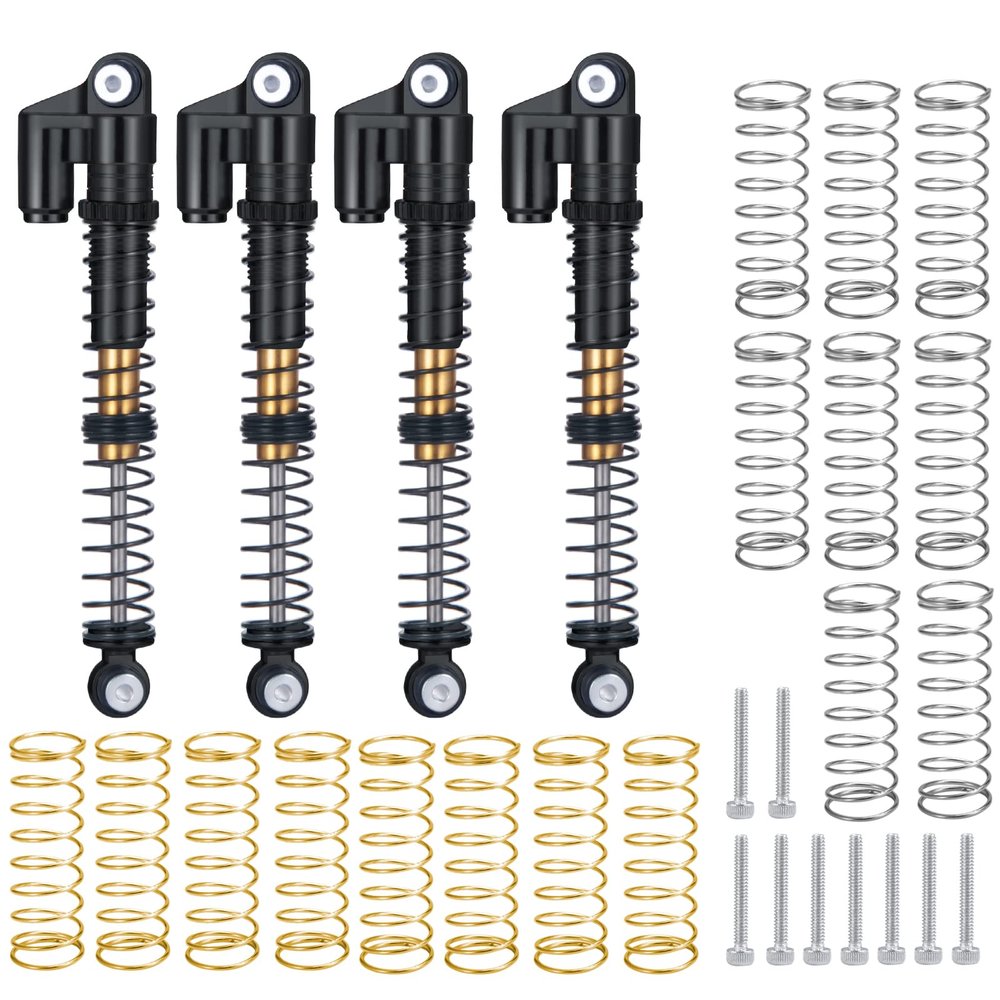 MOHERO Adjustable RC Shocks Absorber Damper Aluminum 53mm for 1/24 Axial SCX24 RC Crawler Car Modified Parts (Black)