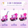 OLAKIDS 4 in 1 Ride on Push Car, Toddlers Stroller Sliding Walking with Horn, Music, Lights, Removable Guardrails and Handle, Underneath Storage, Baby Foot-to-Floor Walker Boys Girls (Pink) view 3