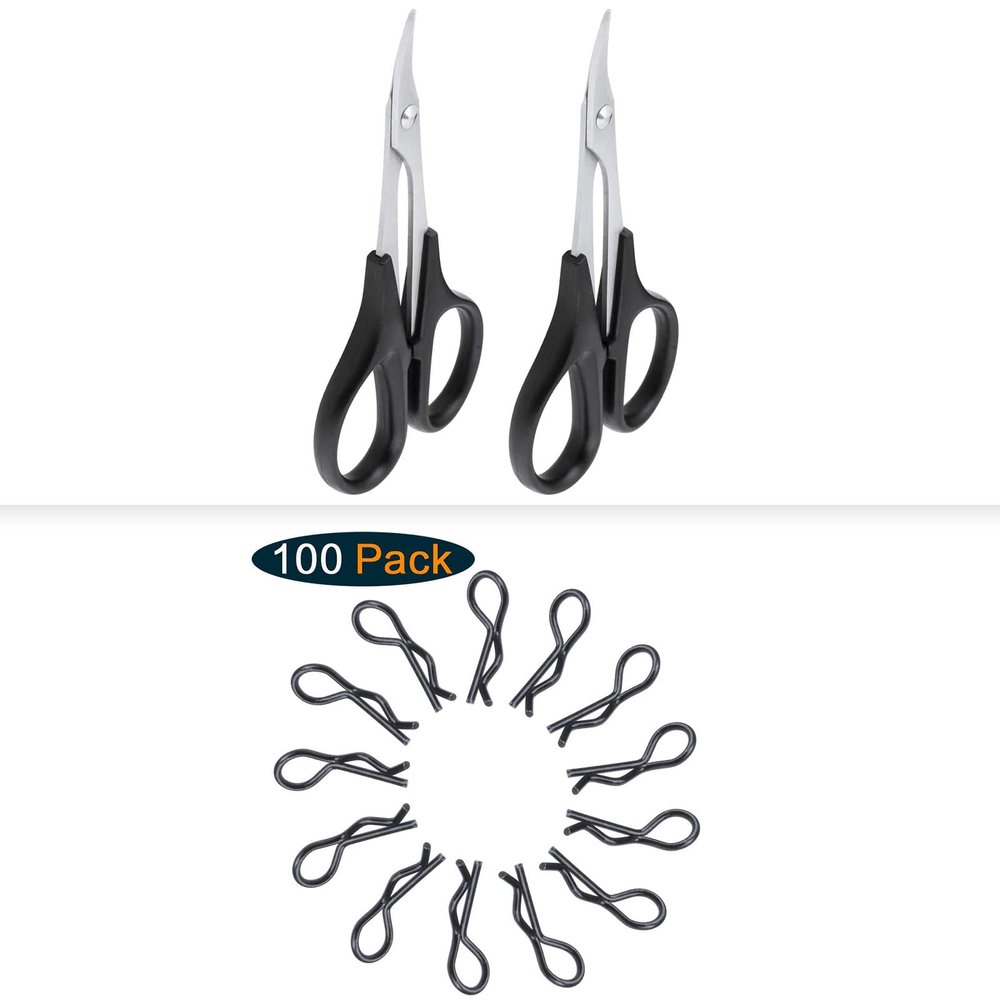 HobbyPark RC Body Trimming Scissors Curved & RC Car Body Clips for 1/24 1/28 1/36 Scale