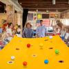 Kathfly Yellow Hole Tarp Team Building Game 98 x 70 Inch Learning Fun Team Building Games for Work with 8 Pcs Team Building Ball for Teamwork Group view 4