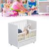 1/12 Miniature Wooden Crib & Cradle Bed - Baby Doll Nursery Furniture Accessories - DIY Miniature Dollhouse Bed view 2