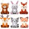 Aoriher 6 Pcs Mini Woodland Animals Stuffed Gift 4 Inch Cute Bear Rabbit Squirrel Raccoon Stuffed Keychain for Shower Birthday Party Centerpiece Decor(Regular Style) view 1