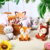 Aoriher 6 Pcs Mini Woodland Animals Stuffed Gift 4 Inch Cute Bear Rabbit Squirrel Raccoon Stuffed Keychain for Shower Birthday Party Centerpiece Decor(Regular Style) view 4