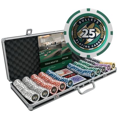 Bullets Playing Cards | Poker Set Christopher | 500 Plastic Poker Chips (12 g) with Aluminum Case & Playing Cards  Texas Holdem, Numbered Values